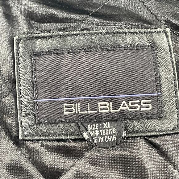 VTG 90s Bill Blass Black Leather Jacket Men XL Bomber Aviator Distressed Moto - Picture 10 of 10